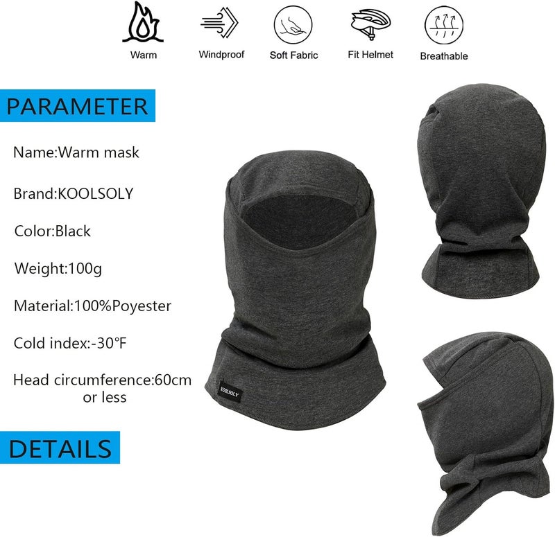 KOOLSOLY Ski Mask Balaclava Cold Weather Warm and Fleece Face Mask Neck Warmer Full Face Mask for Men&Women - Image 5